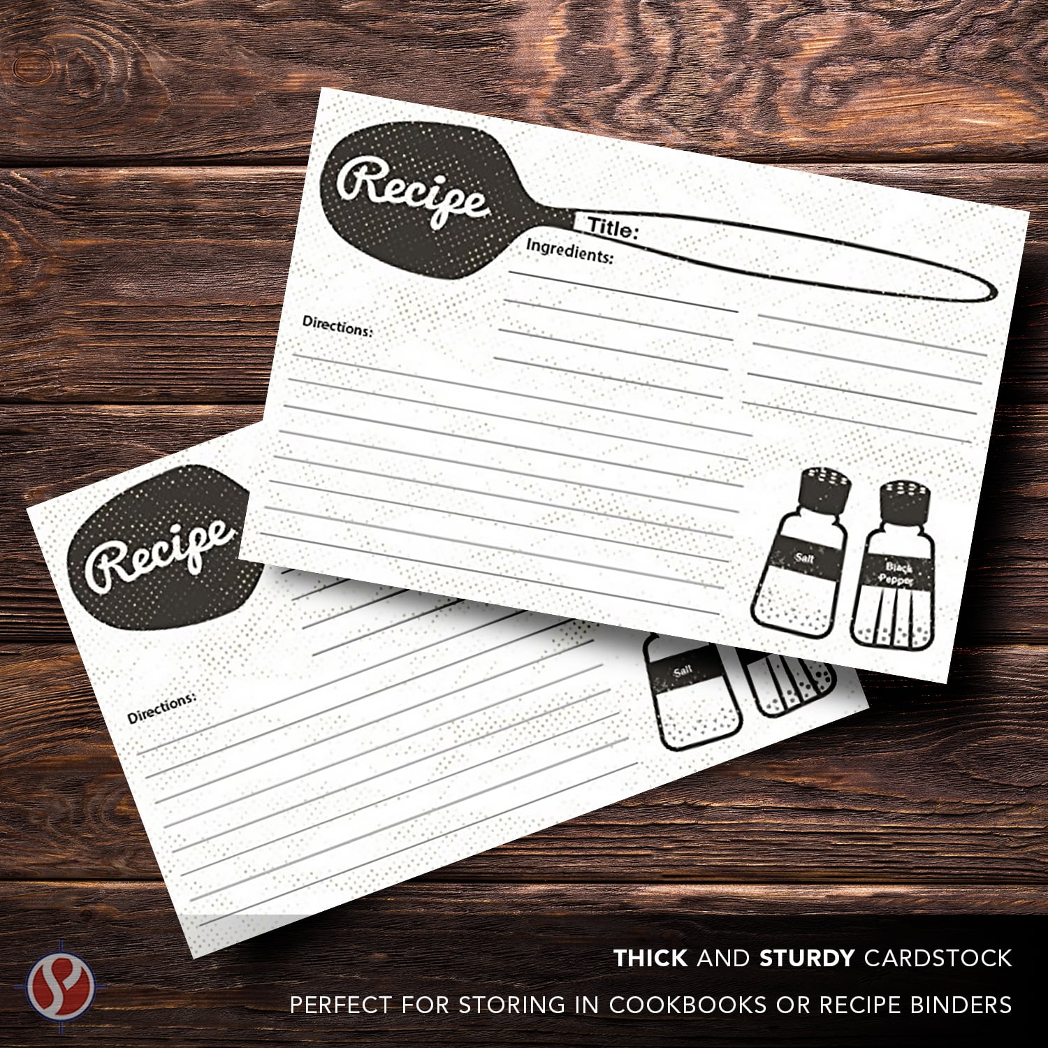 50 Blank Kitchen Recipe Cards – Double Sided Print Index Cards, Thick Sturdy 100lb Cardstock – Organize Your Cooking Weddings, Baby and Bridal Showers, Birthdays, Graduations, Mother's Day – 4" x 6"