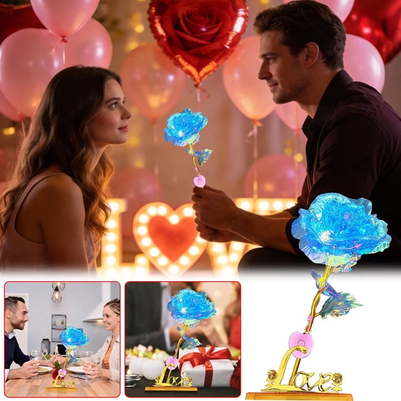 Ovzne Luminous Artificial Rose With Color-Changing Led Lights – Romantic Valentine’S Day Gift Home Decor