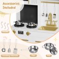thumbnail image 6 of TLSUNNY Kids Wooden Play Kitchen with Lights & Sounds, Sink, Microwave & Fabric Boxes,Pretend Cooking Toy for Toddlers, White, 6 of 10