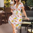 thumbnail image 3 of Haiem Flamingo And Pineapple Pattern Women's Short-Sleeve Scoop Neck Swing Dress, 3 of 6