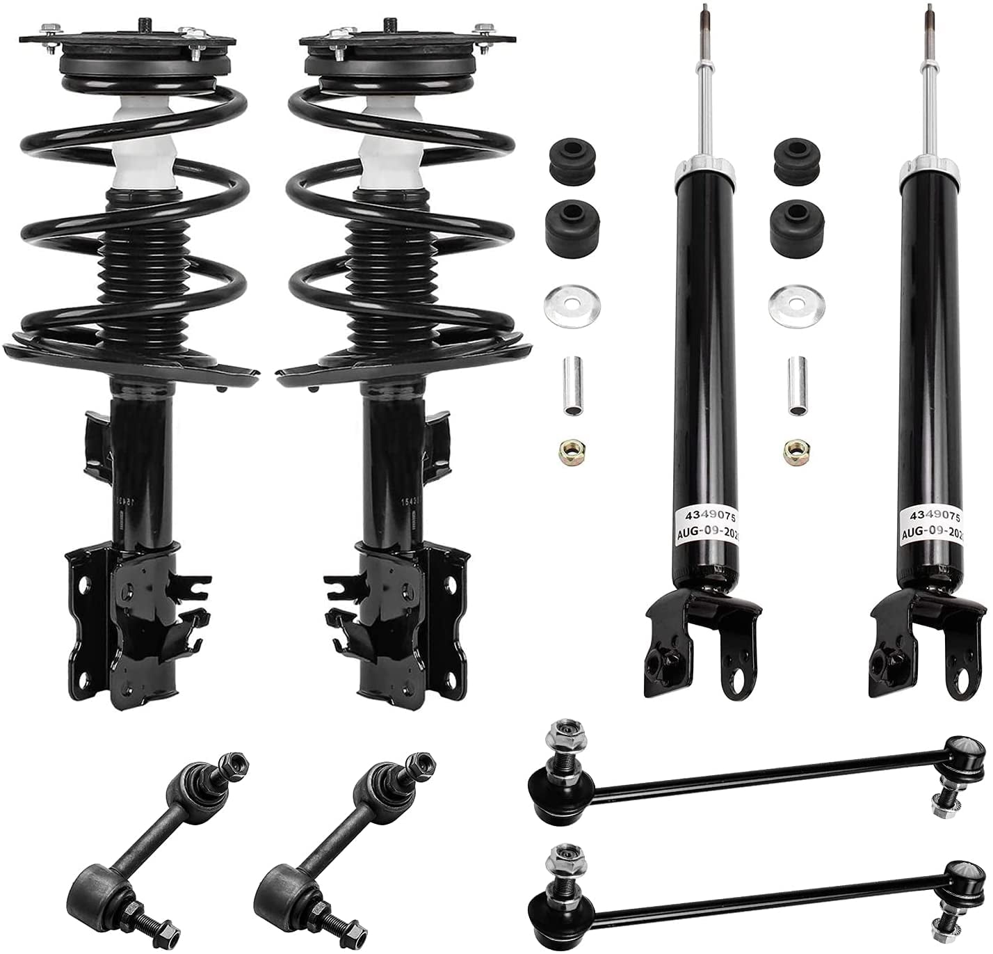 6PC Front Strut & Coil Spring Rear Shock Absorber and Front Sway Bar Links Assembly Set for 2007 2008 2009 2010 2011 2012 Nissan Altima Detroit Axle 