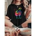 thumbnail image 1 of Camiseta de mujer verano Patrón de Corazón cuello redondoWomen's Fashion Cartoon Colorful Chicken Printed T-shirt, Simple Casual Round Neck Comfortable T-shirt, Women's Casual Sports Outdoor T-shirt, 1 of 7