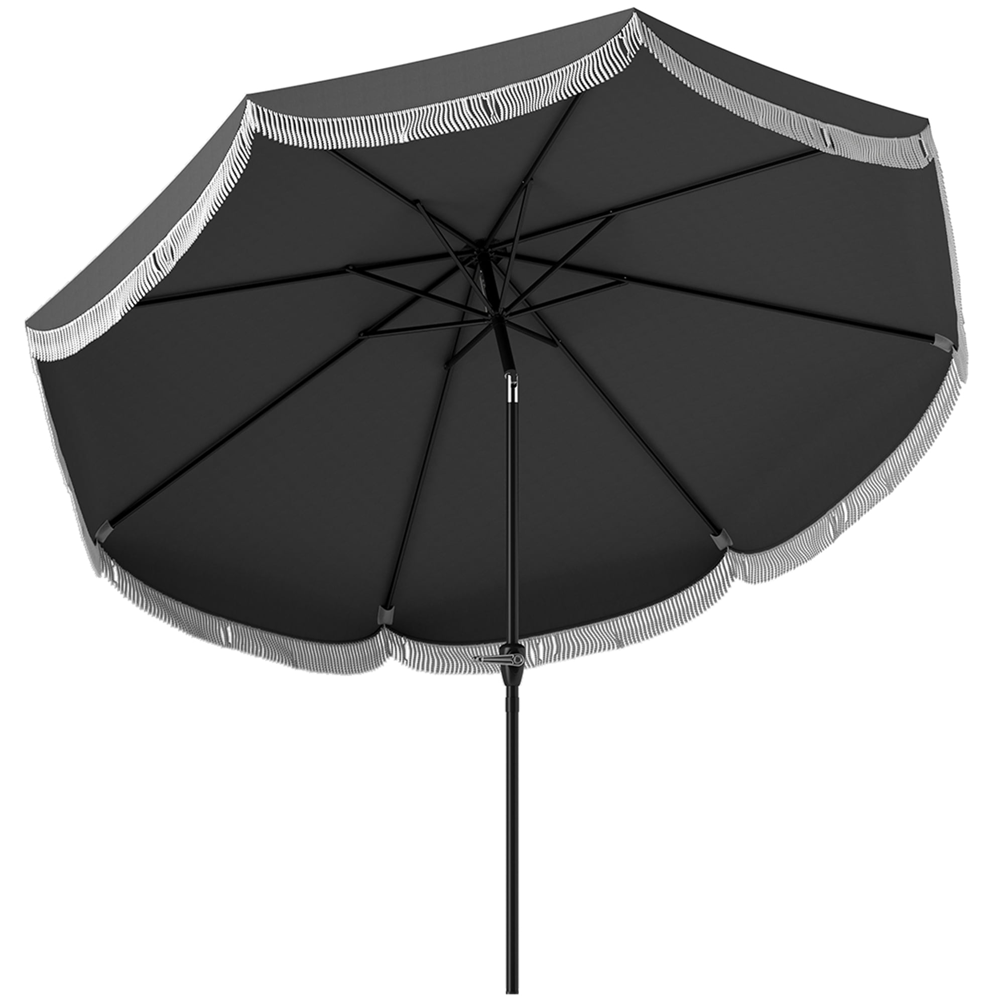 Outsunny 9FT Patio Umbrella, UPF 30+ Outdoor Market Umbrella, Vented Patio Table Umbrella with Crank, 8 Ribs, Push Button Tilt, Charcoal Gray