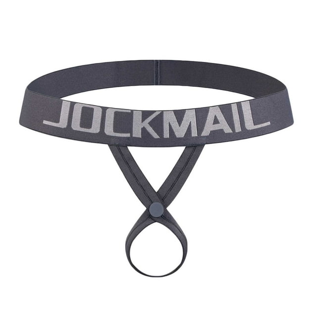 HKEJIAOI Mens Underwear O-Ring Strap Jockstrap Low Rise G-String Briefs, Gray S