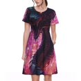 thumbnail image 1 of Balery Neon Futuristic Dragon Vestidos sueltos de manga corta para mujer, vestidos de verano 2025, vestidos casuales de corte A con vuelo., 1 of 6
