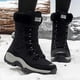 thumbnail image 3 of Botas de nieve impermeables de invierno para mujer, con aislamiento térmico, antideslizantes, para exteriores, color negro y blanco, 3 of 5