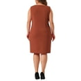thumbnail image 3 of Agnes Orinda Women's Plus Size Sheath Dress Sleeveless Boat Neck Casual Straight Pencil Work Dresses 2X Brown, 3 of 6