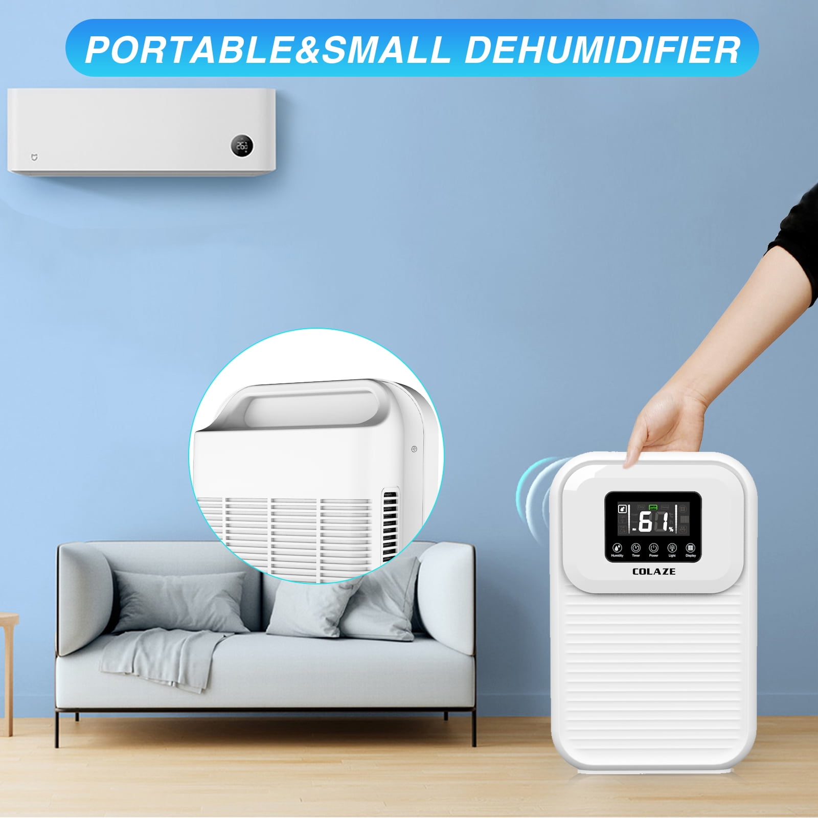 COLAZE 4-Pint Dehumidifier, 4500 Cubic Feet, Sleep Mode, 24H COLAZE 4-Pint Dehumidifier, 4500 Cubic Feet, Sleep Mode, 24H