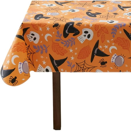

Vinyl Tablecloth: PEVA Vinyl with Flannel Backing Tablecloth Reusable (Skelaton Leaves 52 x 70 )