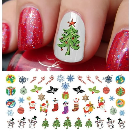 Christmas Holiday Assortment Water Slide Nail Art Decals Set #6- Salon Quality 5.5