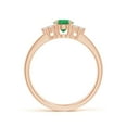 thumbnail image 2 of ANGARA Natural Solitaire Oval Emerald Ring with Trio Diamond Accents in 14K Rose Gold for Women (Size-7x5mm) | May Birthstone, Birthday, Anniversary, Jewelry Gift for Women | Natural Emerald Ring, 2 of 11