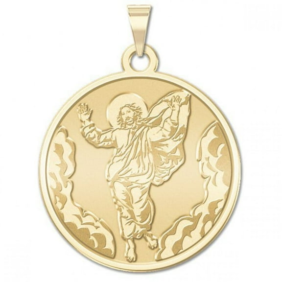 Picturesongold.Com Ascension of Jesus Religious Medal Pandant - 2/3 inch Size of Dime, Solid 14K Yellow Gold