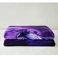 thumbnail image 3 of Purple Wolf Blanket for Living Room,Moon Galaxy Wolf Throw Blanket Adults,Hunting Safari Fleece Blanket Exotic Boho Style Fuzzy Blanket 90"x90", 3 of 5