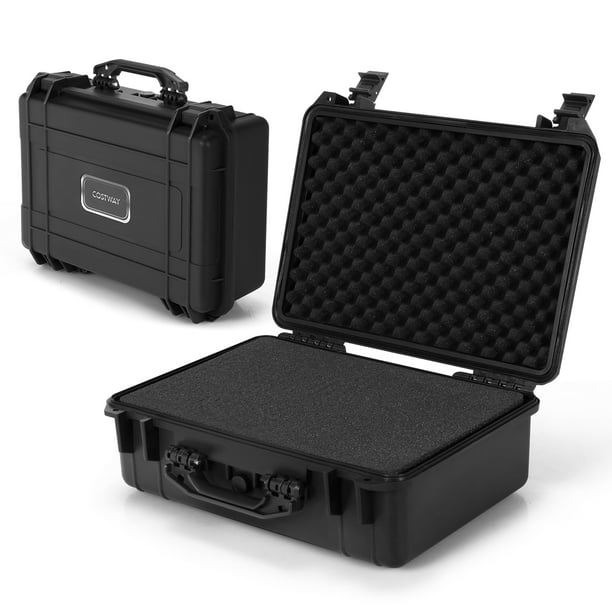 Costway 18.5-Inch Multi-Purpose Hard Case Camera Carrying Box W/  Customizable Foam IP66 Waterproof 
