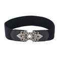 thumbnail image 2 of IQOGKRN Women Wide Elastic Stretch Waist Belt nterlock Buckle Decorative Waistband Fashion Cinch Belt For Dresses Black One Size, 2 of 2