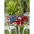 thumbnail image 2 of Outdoor Tablecloth with Umbrella Hole and Zipper, Red Christmas Snowman Round Table Cloth 60 Inch Waterproof Tablecloth, Winter Snowflakes Xmas Tree Forest Picnic Table Cover for Patio Camping, 2 of 7