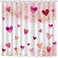 thumbnail image 2 of jafea Valentines Shower Curtain Pink Watercolor Love Hearts Gold Dots Shower Curtain for Valentine''s Day Blush Pink Bathroom Decor Sweetheart Bathroom Curtains Washable Durable Fabric 72x72 in, 2 of 6