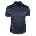 thumbnail image 5 of Polo Shirts for Men with Pocket Short Sleeve Moisture Wicking Outdoor Work Shirt Summer Casual Golf Navy, 5 of 7