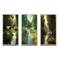 thumbnail image 2 of Designart "Rural Scene Cows by a Lake IV" Animals Cow Framed Wall Art Set Of 3 - Green Cow Frame Canvas Set For Living Room Decor, 2 of 6