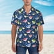 thumbnail image 2 of Fotbe Colorful Cartoon Shark Camisa Hawaiana para Hombre Unisex – Camisa Casual de Verano con Botones de Manga Corta de Algodón y Lino,Small, 2 of 7