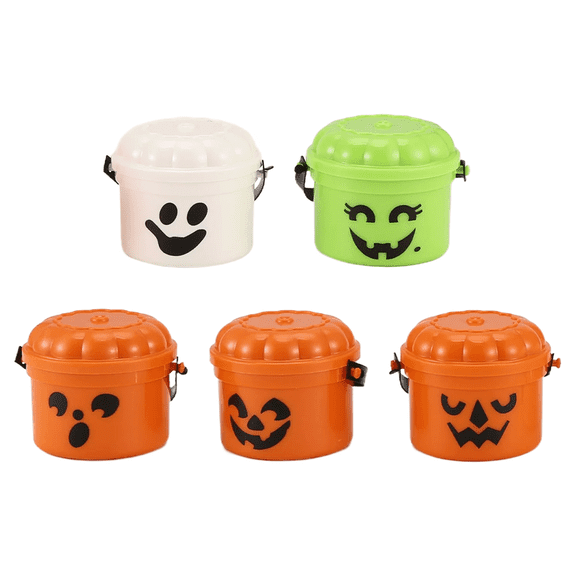 Pumpkin Mini Bucket Miniature Halloween Buckets with Removable Lid and Working Handle pwm25