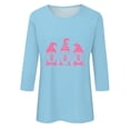 thumbnail image 4 of IROINNID Deals Breast Cancer Pullover for Women Breast Cancer Awareness Comfy Printed Loose T-shirt 3/4 Sleeves Blouse Round Neck Tops,Sky Blue, 4 of 5