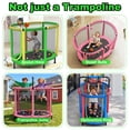 thumbnail image 3 of 60" Toddler Trampoline with Enclosure Net, Kids Trampoline with Basketball Hoop, SHINPT Indoor Trampoline for Kids, Small Trampoline with Ocean Balls, Mini Trampoline with Rings, Gift for Boys Girls, 3 of 11