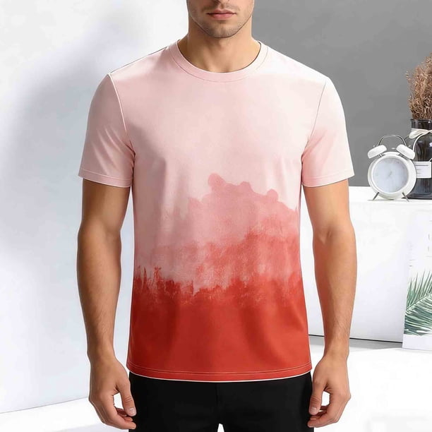 Tops para hombre, blusas y camisas de cuello redondo y manga corta para hombre, camisetas casuales holgadas deportivas transpirables de seda helada de media manga, blusas de cuello redondo y manga cor