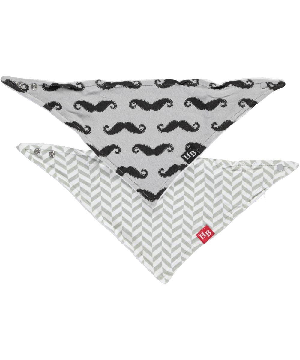 Hudson Baby Boy and Girl Bandana Bib, 2Pack Mustache