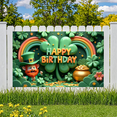 thumbnail image 5 of Green Shamrock Happy Birthday Banner with Rainbow Decoration for St Patrick's Day Celebration Party Photo Background, 5 of 7