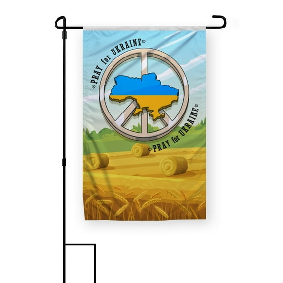 PromoPatriot 12x18in Ukraine Horse and Wheat Garden Flag – 200D Nylon, Double-Sided, with Pole