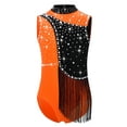 thumbnail image 3 of iiniim Kids Girls Shiny Rhinestone Gymnastics Leotard Figure Skating Bodysuit Performance Costume Orange 6, 3 of 7
