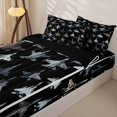 thumbnail image 3 of Erosebridal Dark Tone Warplane Pattern Zipper Twin Comforter Sets with Fitted Sheet and 2 Pillowcases,Sleek Jet Print Zipper Bedding Set,Black Grey Khaki,Black Reversible, 3 of 6