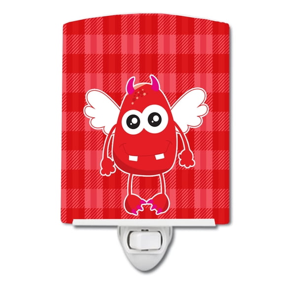 Caroline's Treasures BB9124CNL Cupid Monster Angel on Plaid #4 Ceramic Night Light, 6x4x3", multicolor