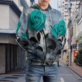 thumbnail image 6 of Romantic Rose Turquoise And Grey Oversized Hoodies For Men Teen Pullover With Pocket Mens Pullover Hoodie Sweatshirt S-5XL, 6 of 6