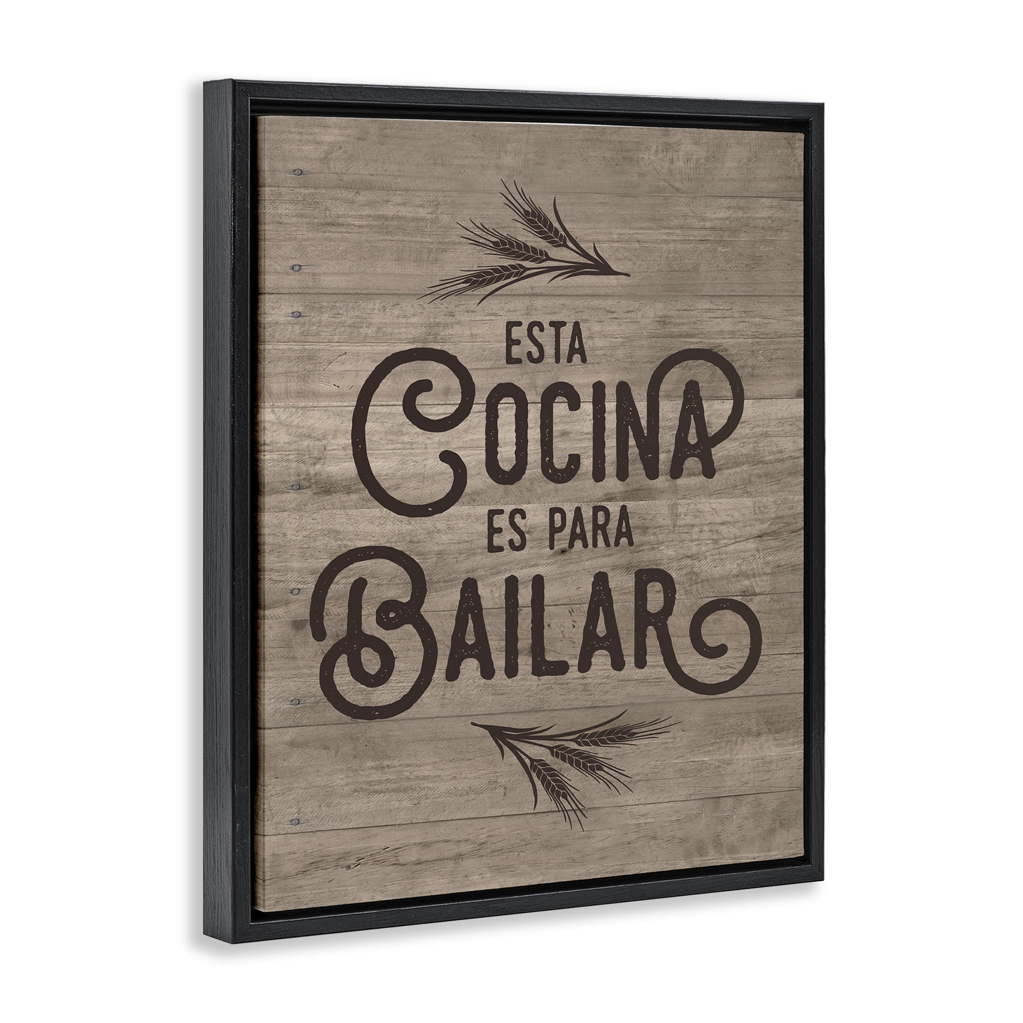 Stupell Industries Cocina Para Bailar Inspirational Quotes & Sayings Painting Black Floater Framed Art Print Wall Art, 17 x 21