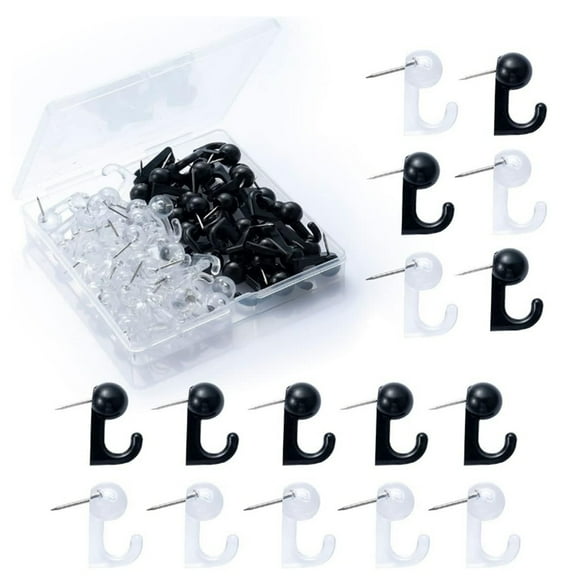 120 Count Push Pins, Thumb Tacks,Suitable for Cork Board,Wall Hanging, Bulletin Board (Black and White, Large)