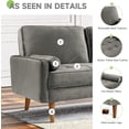 thumbnail image 4 of Vesgantti Mid Century Modern Velvet Loveseat with 2 Bolster Pillows, Grey, 4 of 7