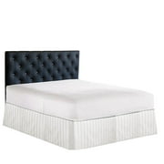 The Great American Store- 600 TC 100% Natural Cotton, Pleated Style Bed Skirt with 27 Inch Drop (Expanded Queen Size, Stripe White) -Easy Fit Dust Ruffle, Covers Bed Legs&Frame