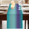 thumbnail image 3 of Teal Purple Ombre Burlap Cotton Table Runner 16x72 Inches Long, Modern Gradient Abstract Art Farmhouse Table Runners, Outdoor Dining Tablecloths Decor for Baby Shower/Party/Wedding, 3 of 8