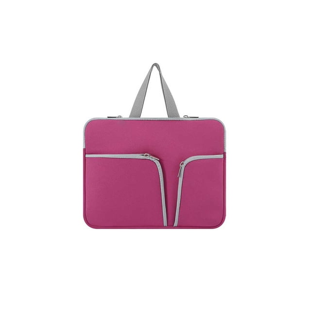 Inteprter Funda para portátil con funda con asa Bolsa de transporte de viaje portátil Bolsa con cremallera Compartimentos reutilizables Negocios Relojes inteligentes Rosa roja 13 pulgadas