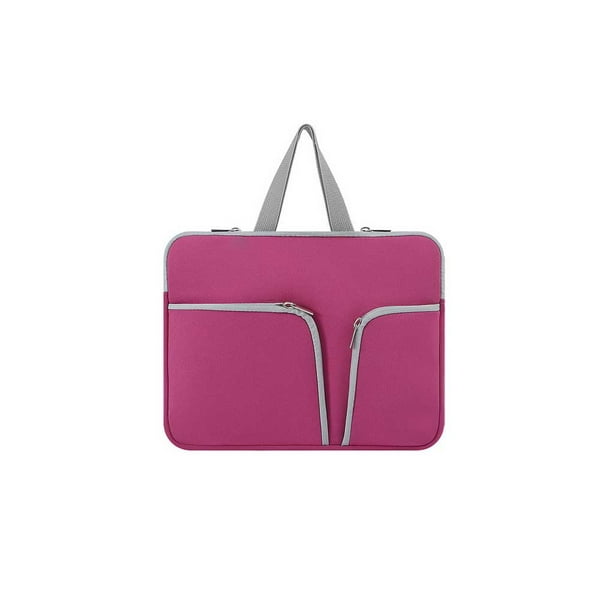 Inteprter Funda para portátil con funda con asa Bolsa de transporte de viaje portátil Bolsa con cremallera Compartimentos reutilizables Negocios Relojes inteligentes Rosa roja 13 pulgadas
