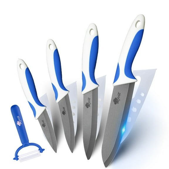 Myvit Ceramic Knives Set Sharp Paring Knives with Cover,3" ,4" ,5", 6" Fruit Lettuce Slicing Knife with Peeler