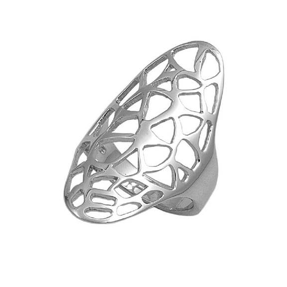 925 Sterling Silver Oblong Fashion Style Ring Size 5