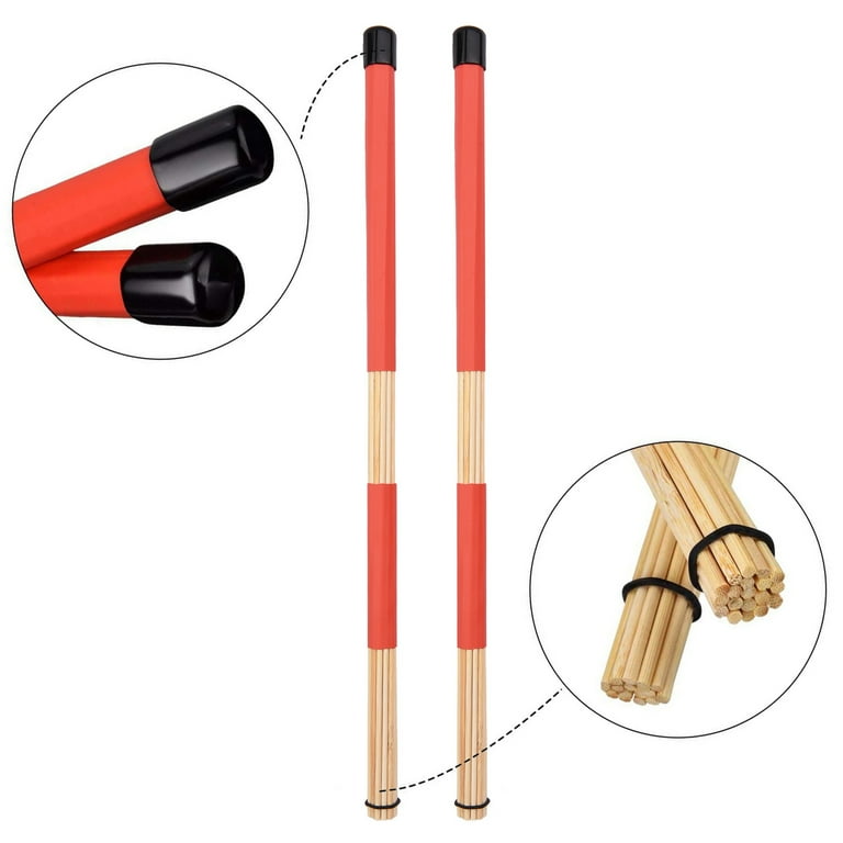 Andoer Drum Sticks Set 1 Pair Retractable Drum Wire Brushes Drum Stick  Brush 1 Pair 19-Rod Bamboo Drum Brushes Sticks 1 Pair 5A Maple Wood  Drumsticks