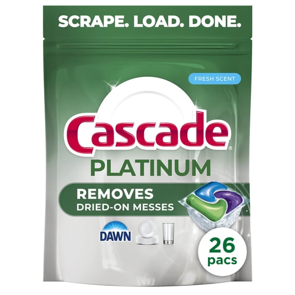 Detergente Lavavajillas Cascade Platinum, Remueve Pegada sin Pre-lavar 26 Cápsulas