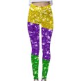 thumbnail image 2 of DDAPJ pyju Mardi Gras Leggings for Women Trendy Print Elastic High Waisted Yoga Pants Carnival Party Tights Color Block Casual Skinny Pants Multicolor#2 XXL, 2 of 6