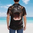 thumbnail image 4 of Fotbe Playful Baby Hippo Splash Camisa Hawaiana para Hombre Unisex – Camisa Casual de Verano con Botones de Manga Corta de Algodón y Lino,Small, 4 of 7