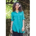 thumbnail image 3 of NOVICA Artisan Handmade Cotton Shirt Buttonup Gauze from Thailand Clothing Top Green Blouses ' Sea Green Pintucks', 3 of 7