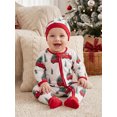 thumbnail image 3 of RUINIXCW Newborn Baby Girl Boy Christmas Outfit Footed Romper Infant Girl Boy Xmas Fall Winter Clothes Long Sleeve Zipper Footie Jumpsuit Hat Set, 3 of 10
